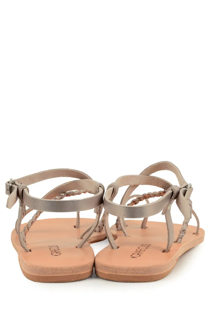 Hebe Platinum Leather Sandals