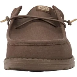 Hey Dude Wally Slip Canvas Walnut Mens Casual Comfort Canvas Mules Shoes