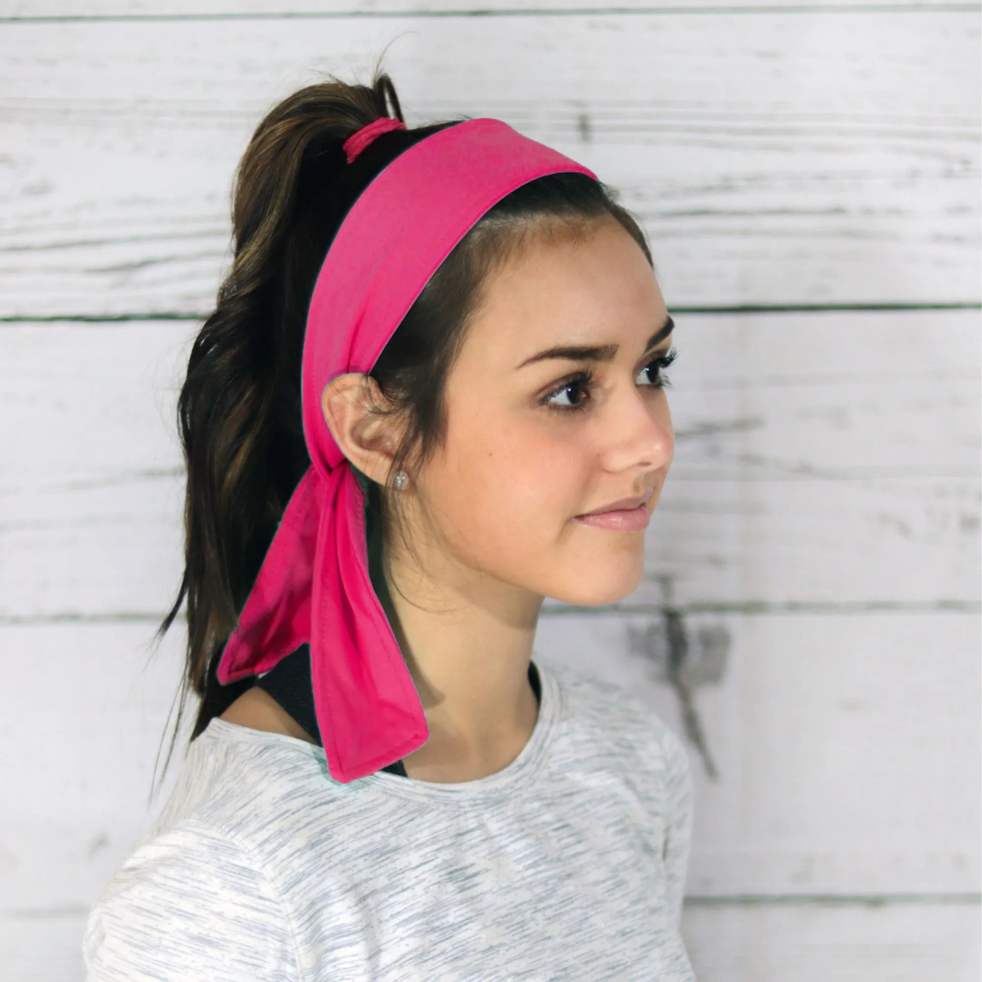 Hot Pink Tie Headbands - 12 Pack