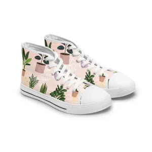 Houses Potted Plants Women's High Top Sneakers