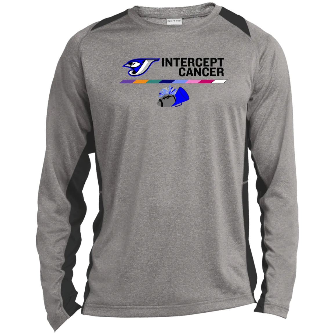 Intercept Cancer ST361LS Long Sleeve Heather Colorblock Performance Tee