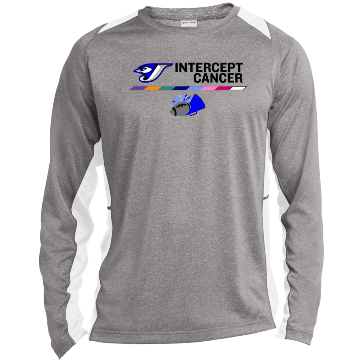 Intercept Cancer ST361LS Long Sleeve Heather Colorblock Performance Tee