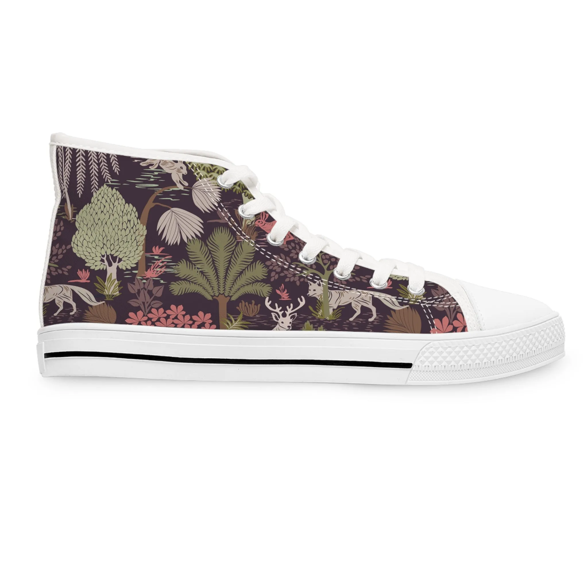 Jungle Wolf Deer Animals Women's High Top Sneakers