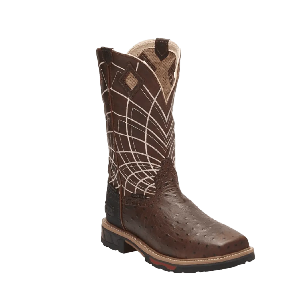 Justin Boots Men's  Work Derrickman Ostrich Print Composite Toe Boots