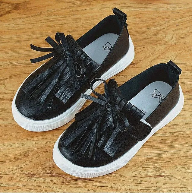 Kids shoes 2016 spring girls leather shoes princess tassel Flats children shoes girls cute sneakers for toddler girls trainers