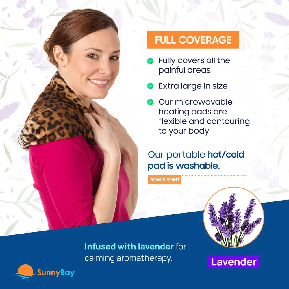 Lavender-scented Extra Large Body Heat Wrap Microwavable, Leopard