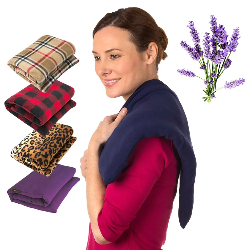 Lavender-scented Extra Large Body Heat Wrap Microwavable, Navy Blue