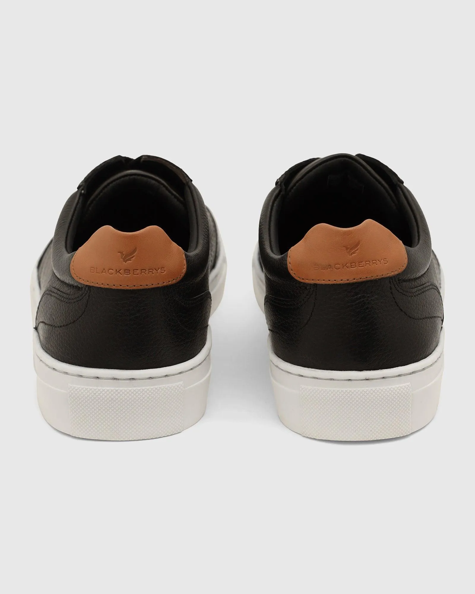 Leather Jet Black Solid Sneakers - Tablet