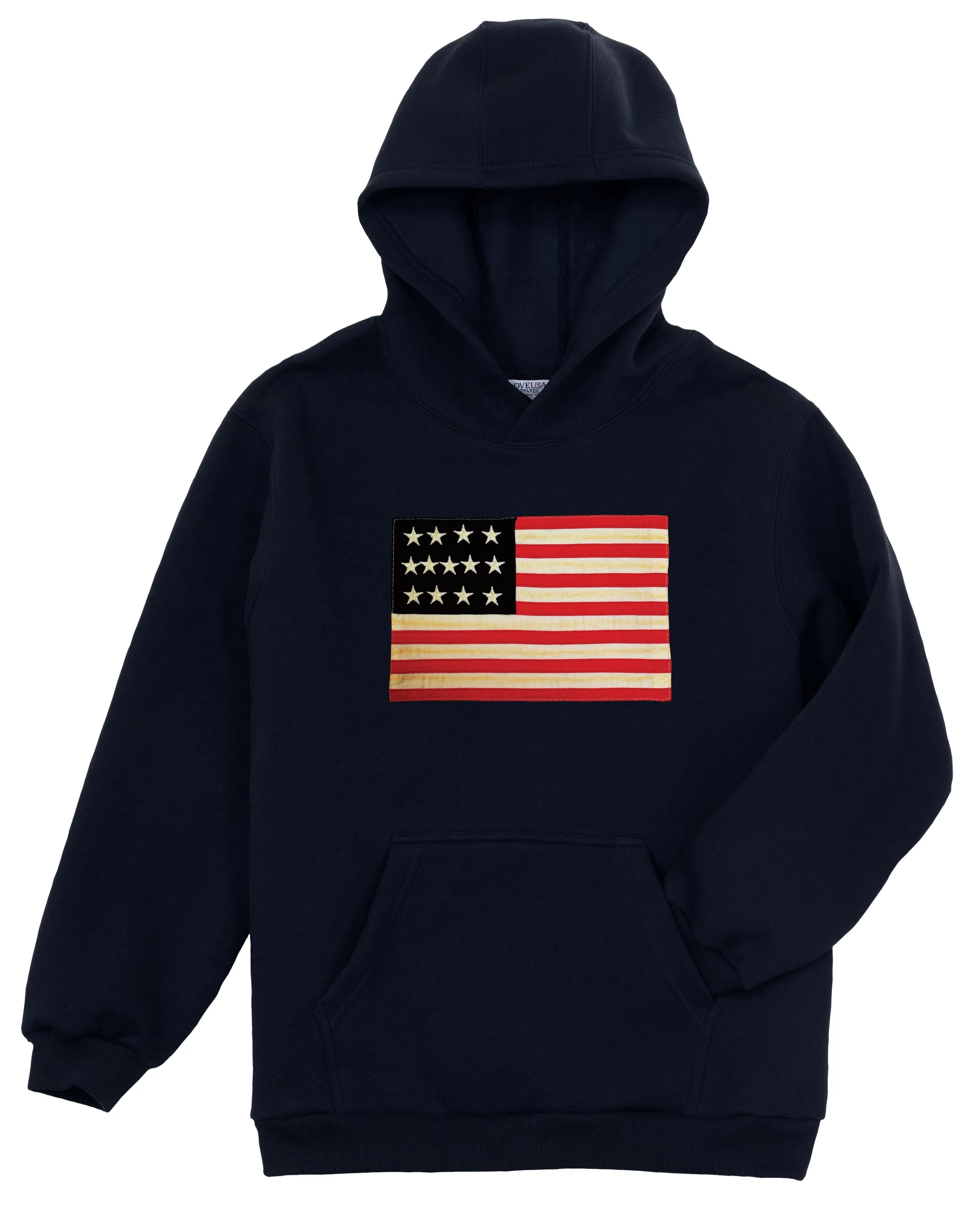 LOVE USA APPAREL Men's Heavy Duty Heavy Weight Micro Fleece Hoodie Sweatshirt with Flag Made in USA 701D