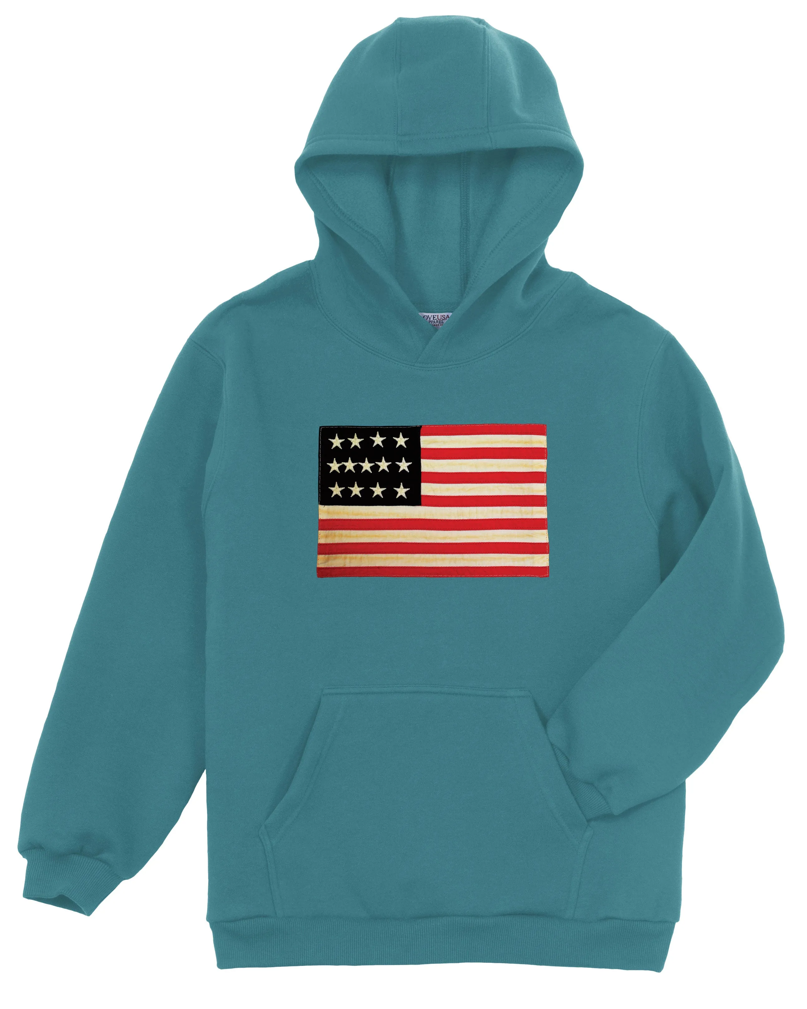 LOVE USA APPAREL Men's Heavy Duty Heavy Weight Micro Fleece Hoodie Sweatshirt with Flag Made in USA 701D