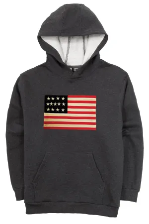 LOVE USA APPAREL Men's Heavy Duty Heavy Weight Micro Fleece Hoodie Sweatshirt with Flag Made in USA 701D