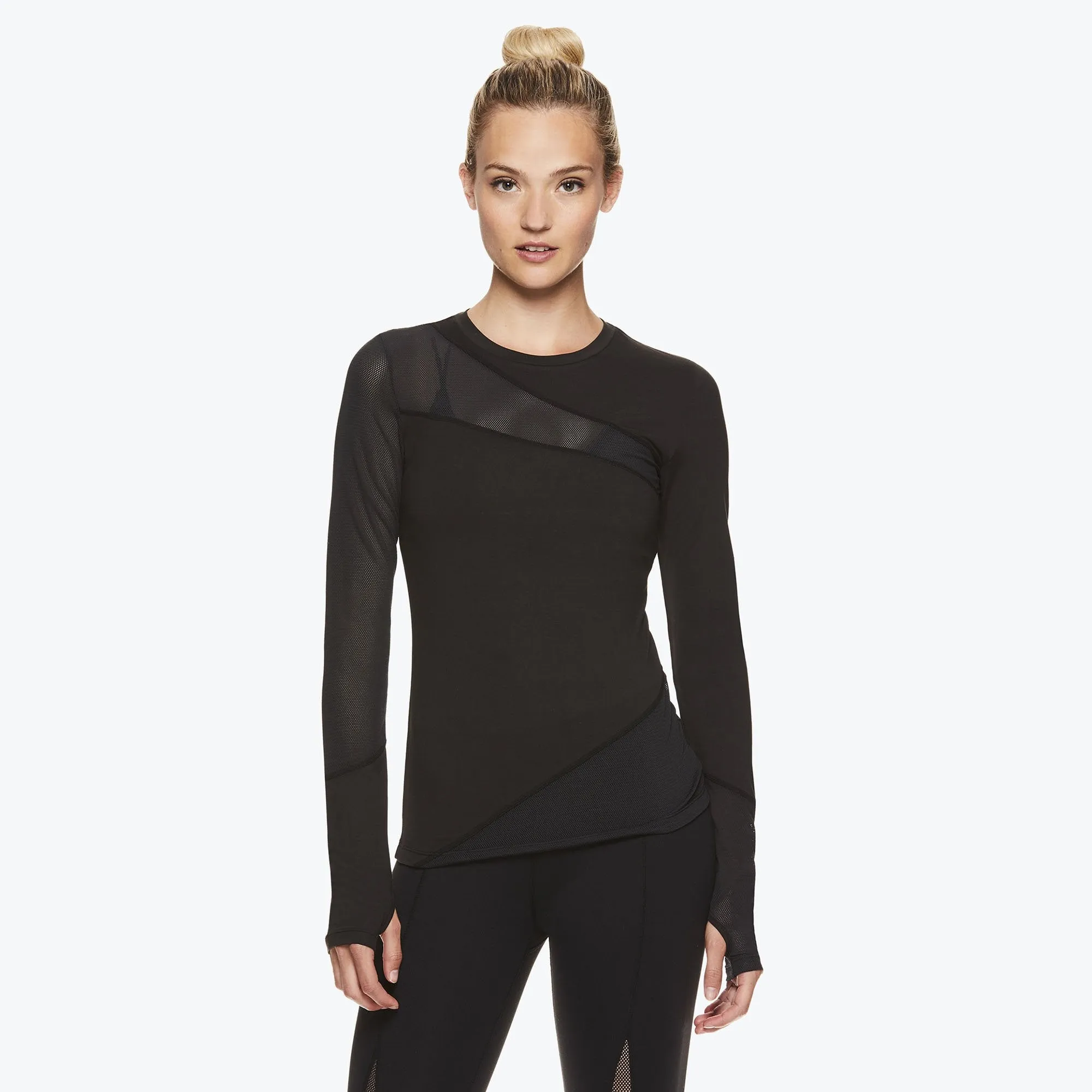 Madison Long Sleeve Mesh Piecing Top