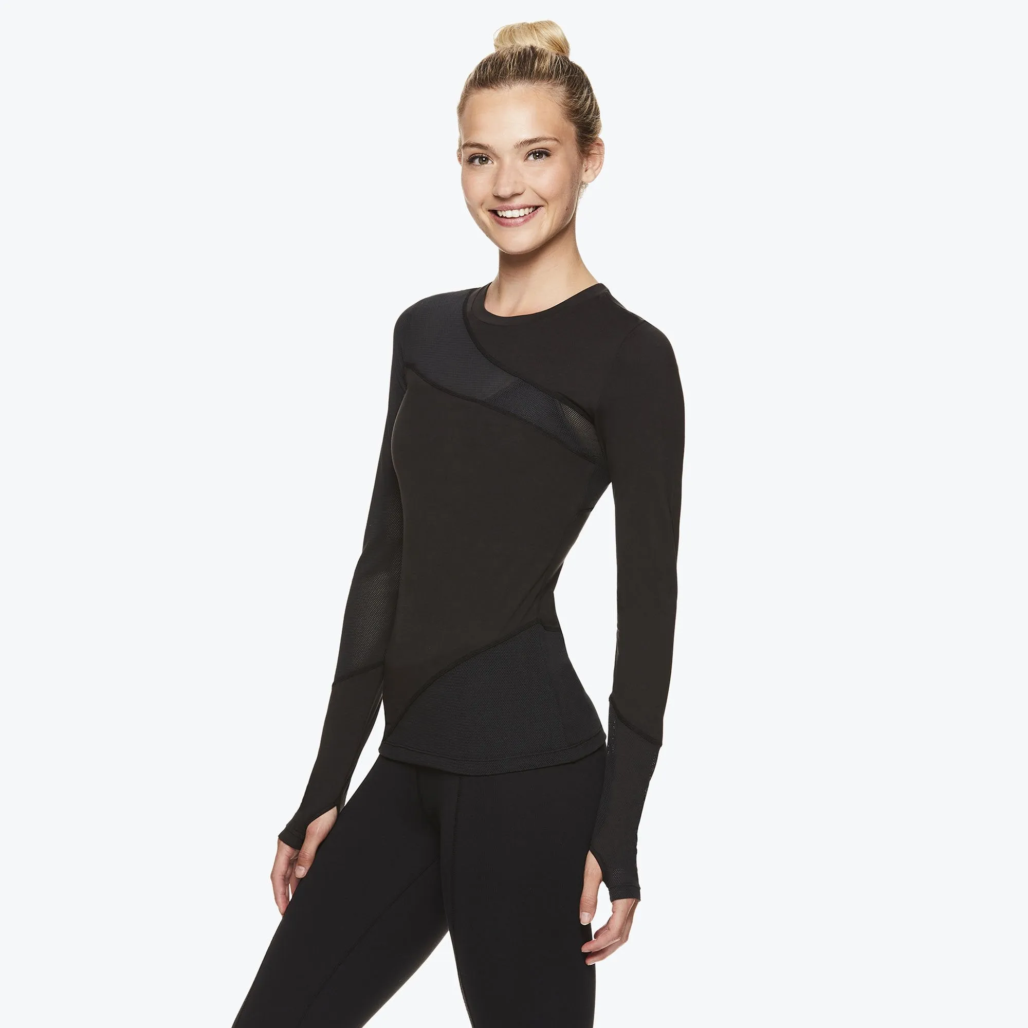 Madison Long Sleeve Mesh Piecing Top