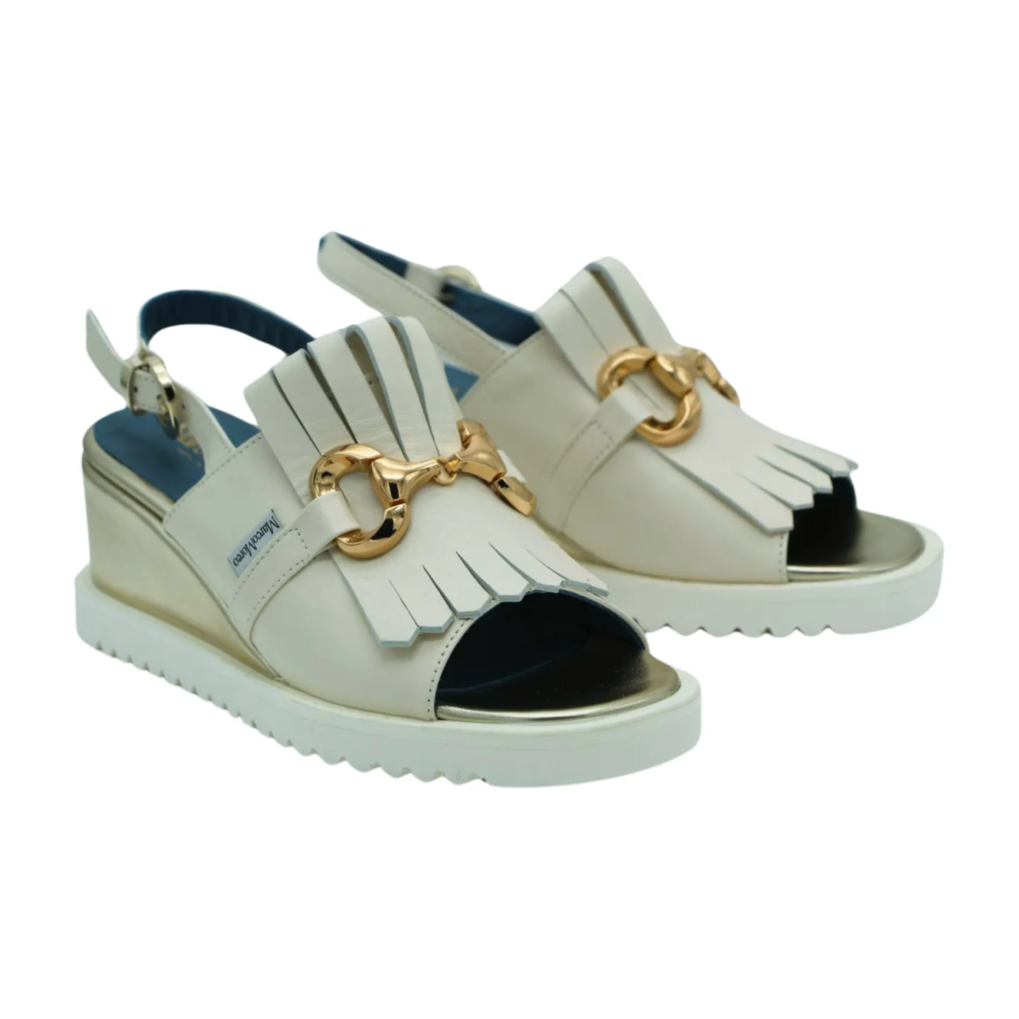 MARCO MOREO Cream Wedge Sandal  San Remo F163