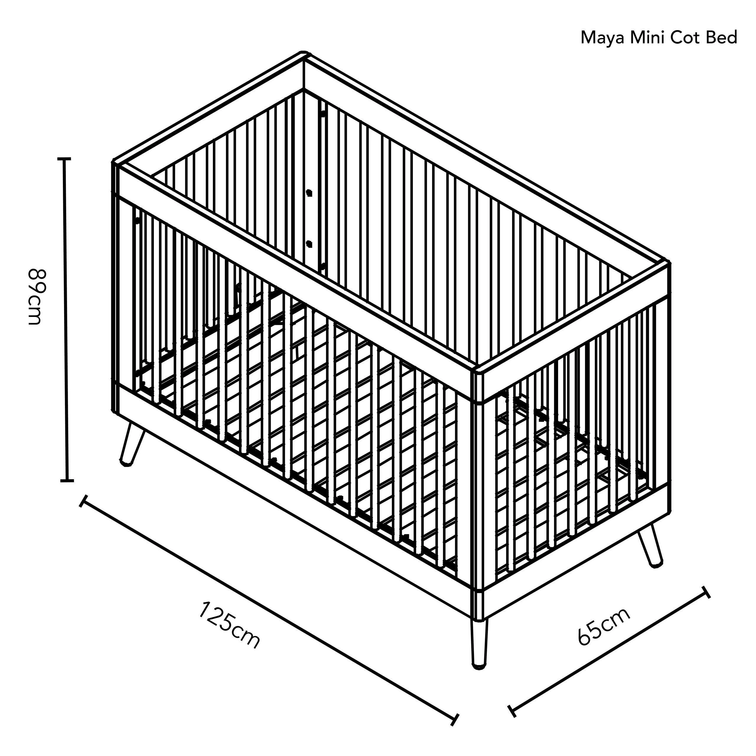 Maya Mini 3 Piece Nursery Furniture Set - White & Natural