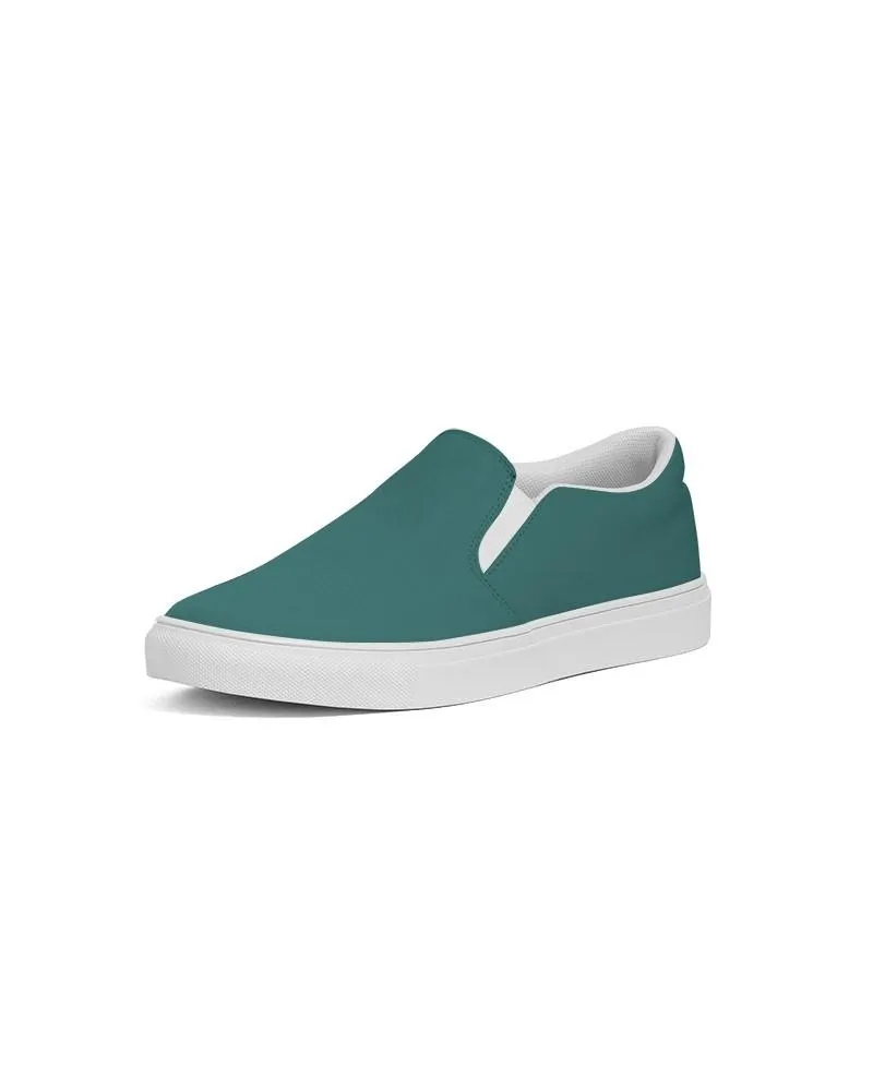 Medium Dark Blue Cool Green Slip-On Canvas Sneakers | Women's | Medium Dark Pastel Blue Cool Green | C60M0Y30K60