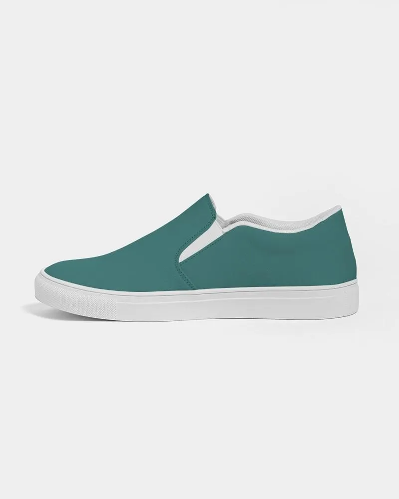 Medium Dark Blue Cool Green Slip-On Canvas Sneakers | Women's | Medium Dark Pastel Blue Cool Green | C60M0Y30K60