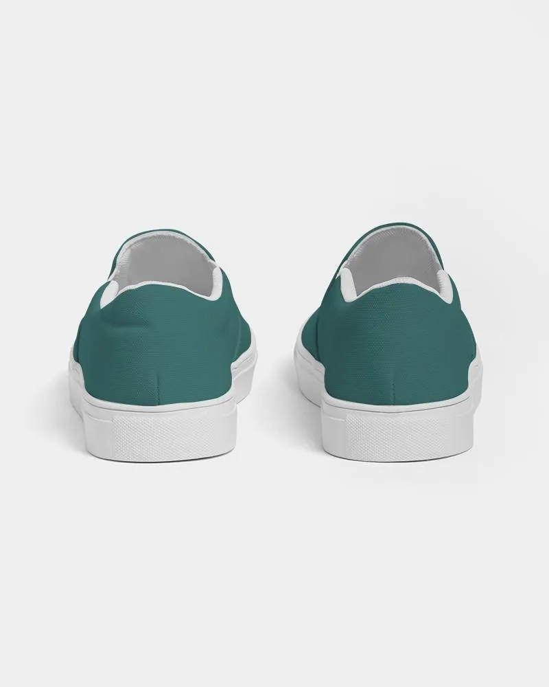 Medium Dark Blue Cool Green Slip-On Canvas Sneakers | Women's | Medium Dark Pastel Blue Cool Green | C60M0Y30K60