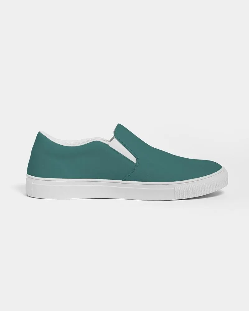 Medium Dark Blue Cool Green Slip-On Canvas Sneakers | Women's | Medium Dark Pastel Blue Cool Green | C60M0Y30K60