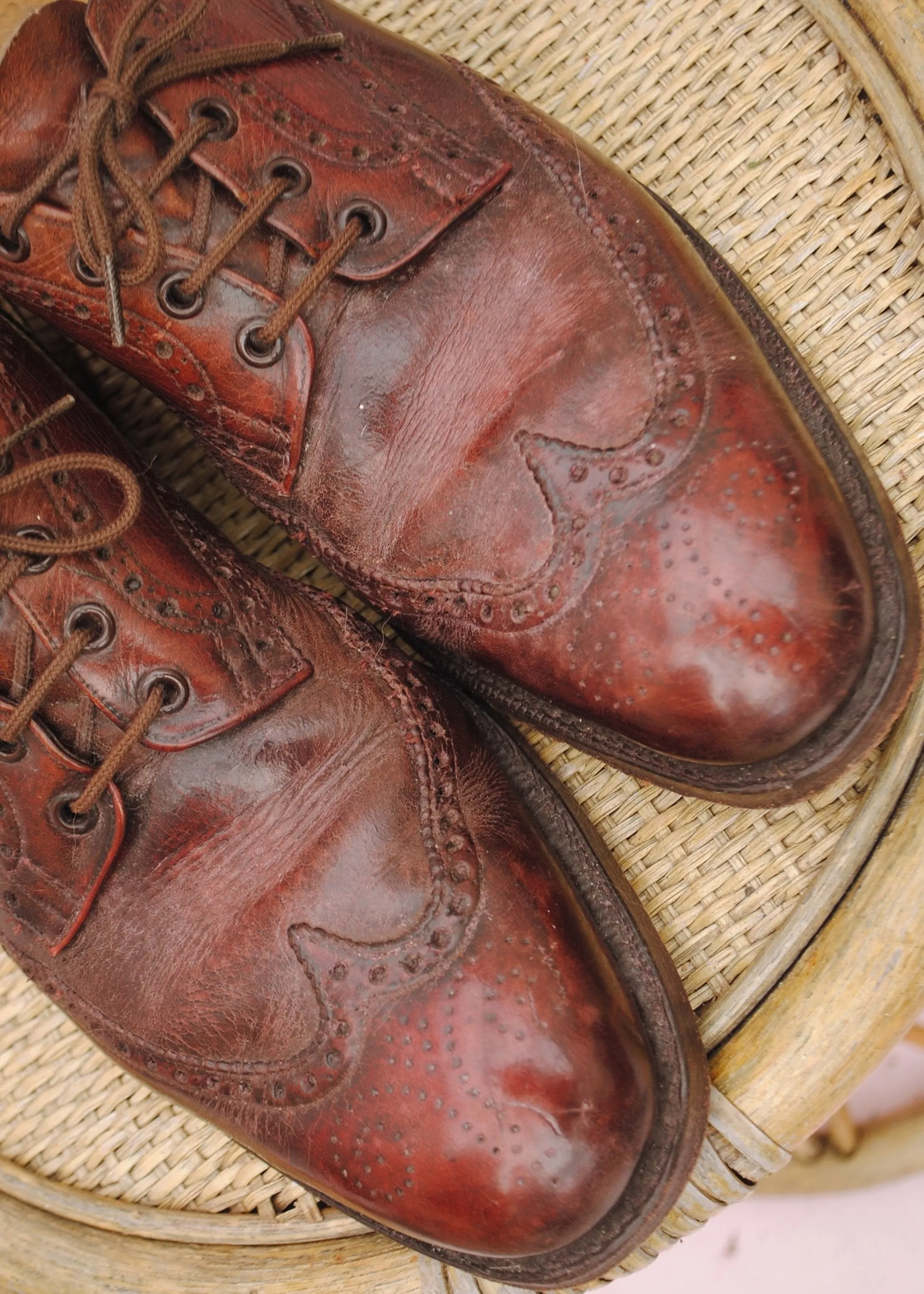 Men's Oxblood Leather Tricker Brogue Shoes • Size UK 12