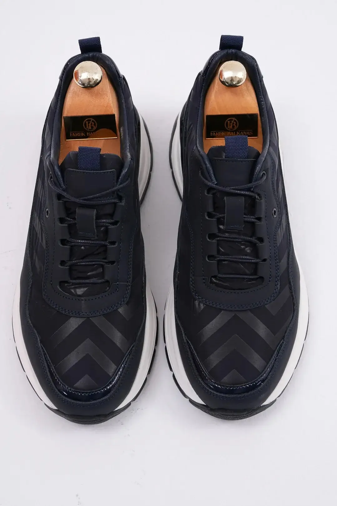 Midnight Blue Athletic Leather Sneakers