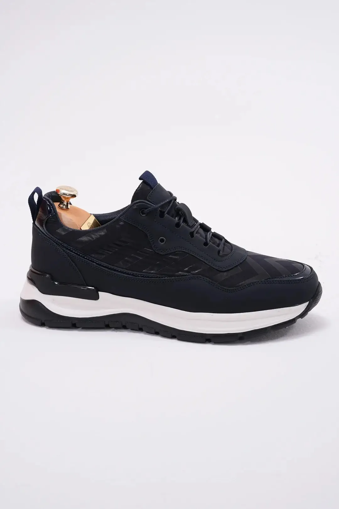 Midnight Blue Athletic Leather Sneakers