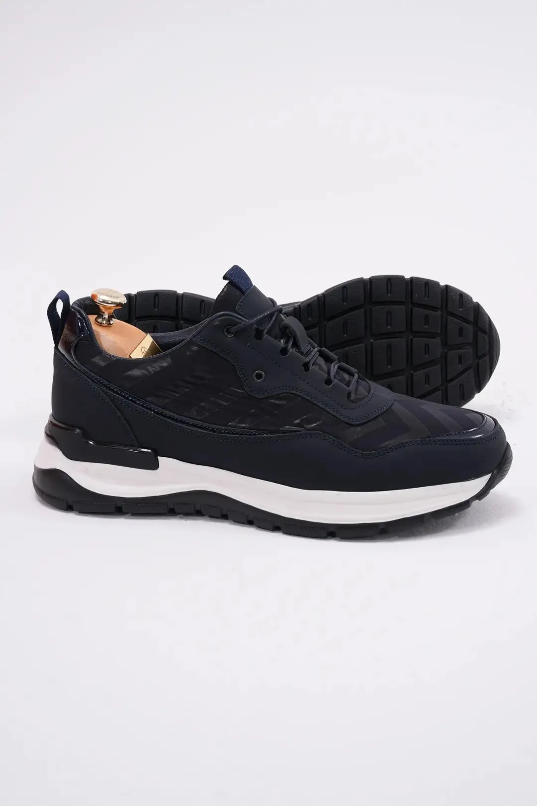 Midnight Blue Athletic Leather Sneakers