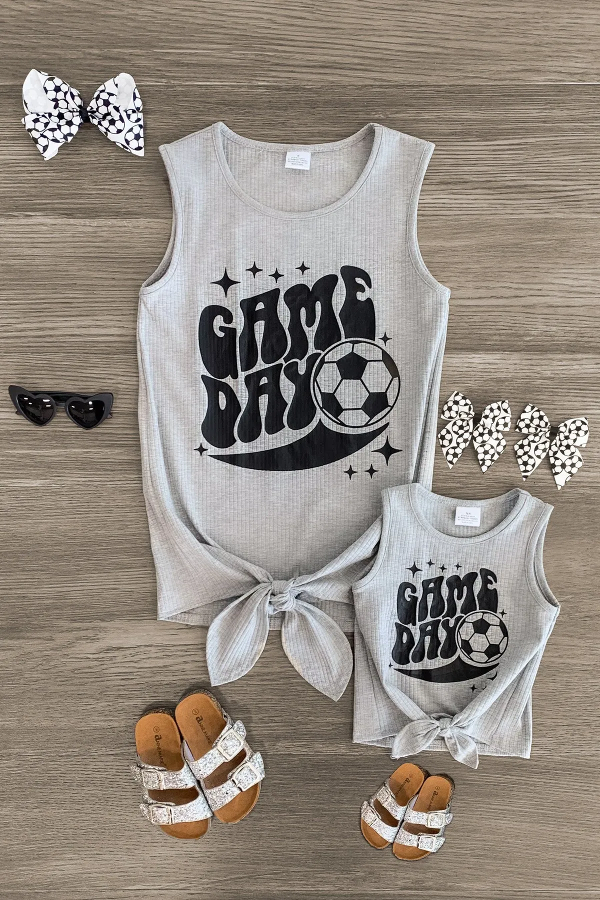 Mom & Me - "Game Day" Gray Ribbed Tank Top