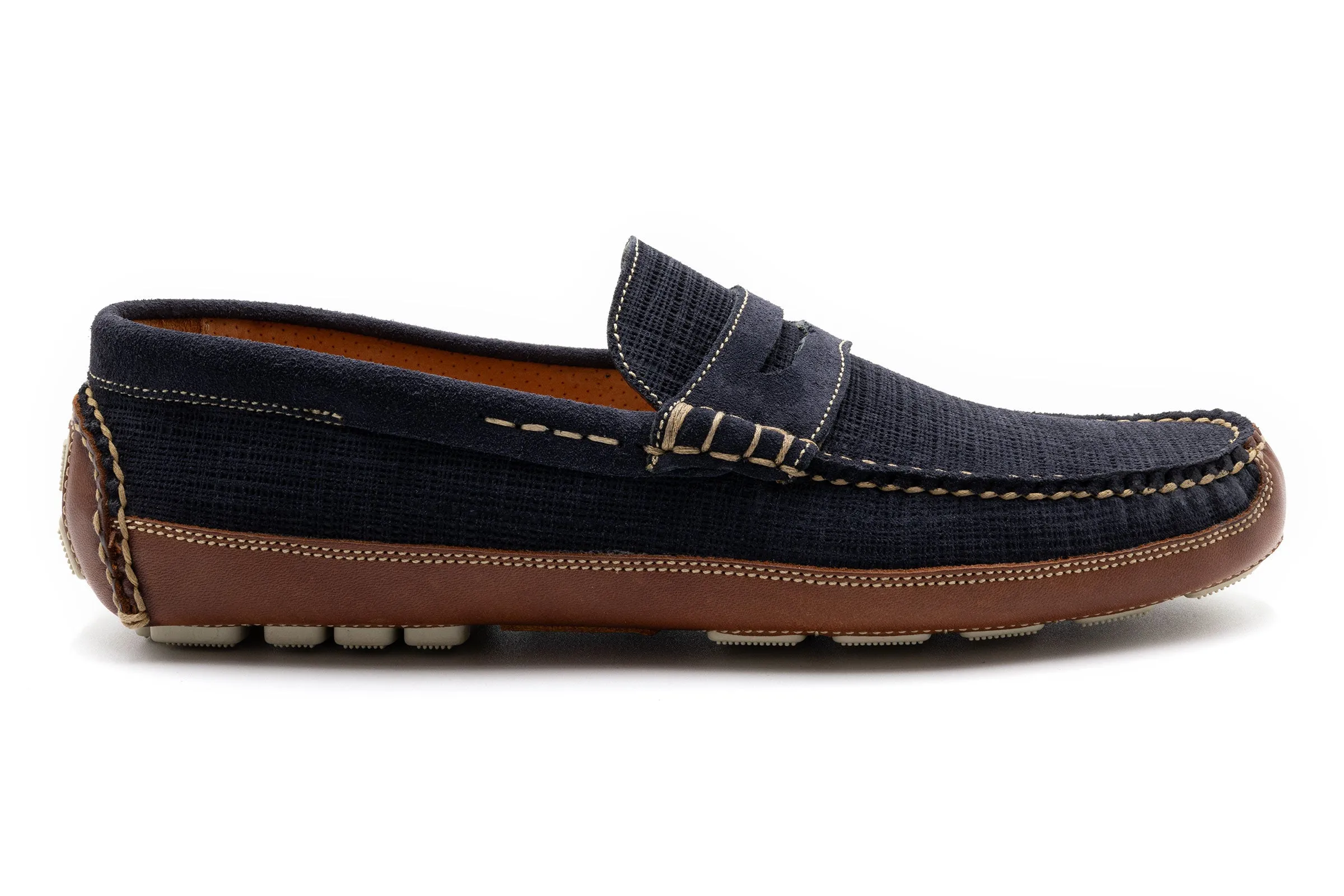 Monte Carlo Suede Penny Driving Loafers - Navy