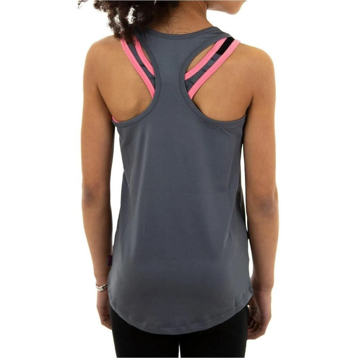 More Mile Racer Back Girls Running Vest - Grey