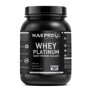 NAKPRO Platinum Whey Protein Isolate - JAR | 30.6g Protein, 7g BCAA | Easy Digesting Whey Protein Supplement Powder (1 Kg, Unflavoured)