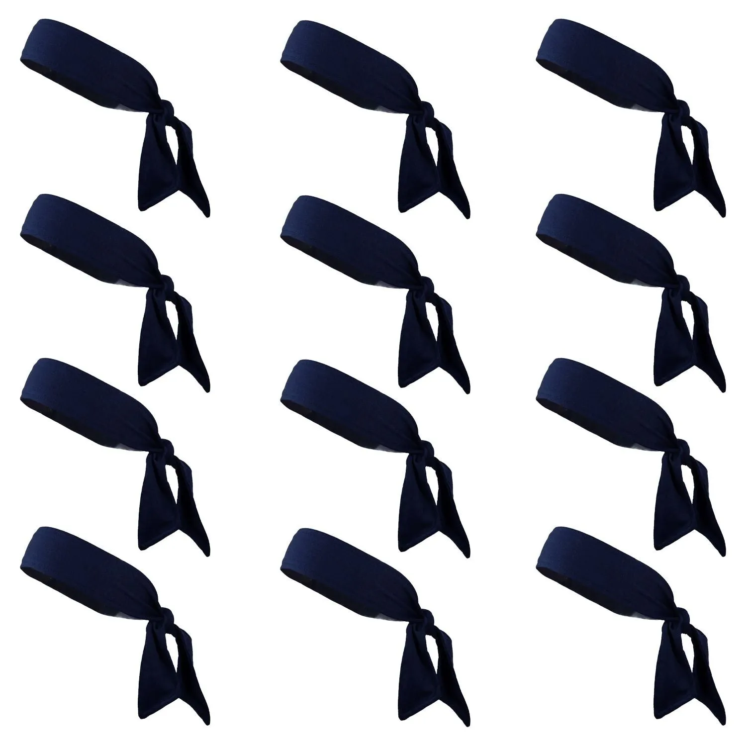 Navy Tie Headbands - 12 Pack