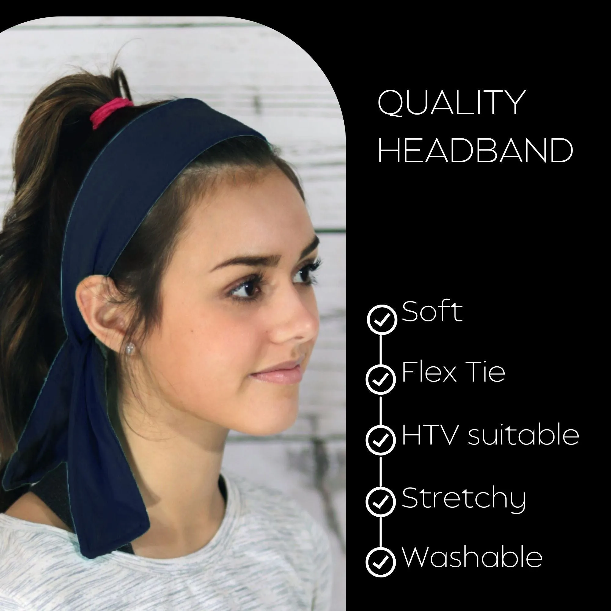 Navy Tie Headbands - 12 Pack