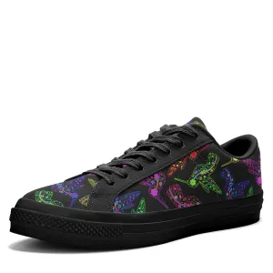 Neon Floral Hummingbirds Aapisi Low Top Canvas Shoes Black Sole