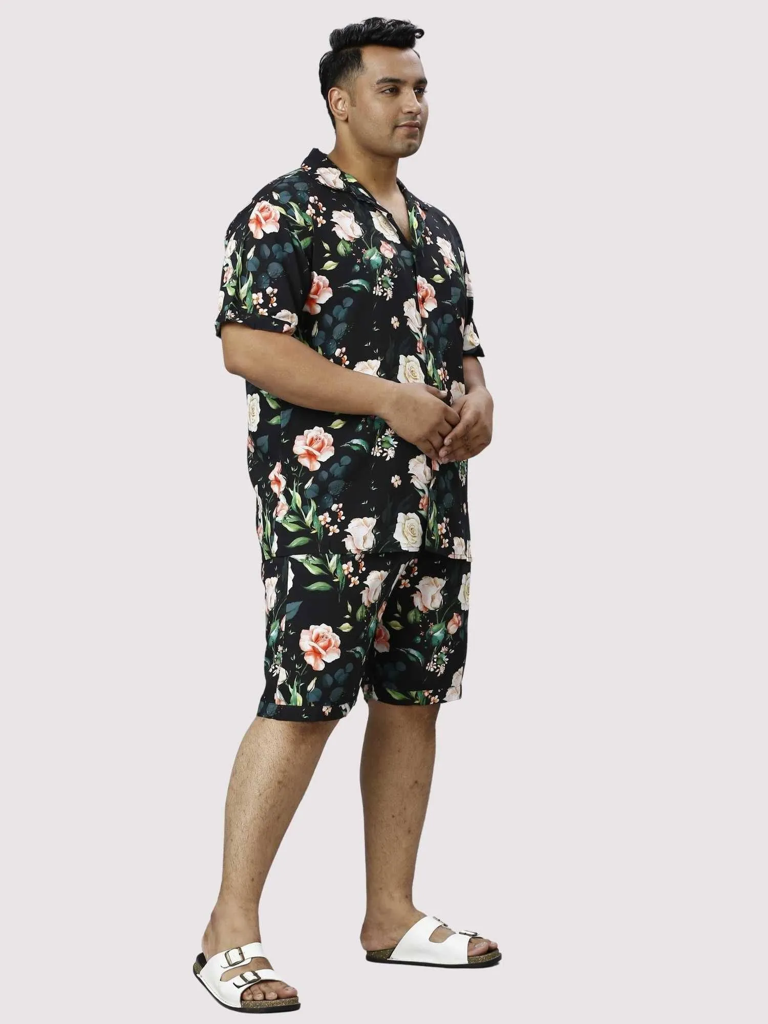 Night Blossoms Digital Printed Full Co-ords Set Men'sPlus Size