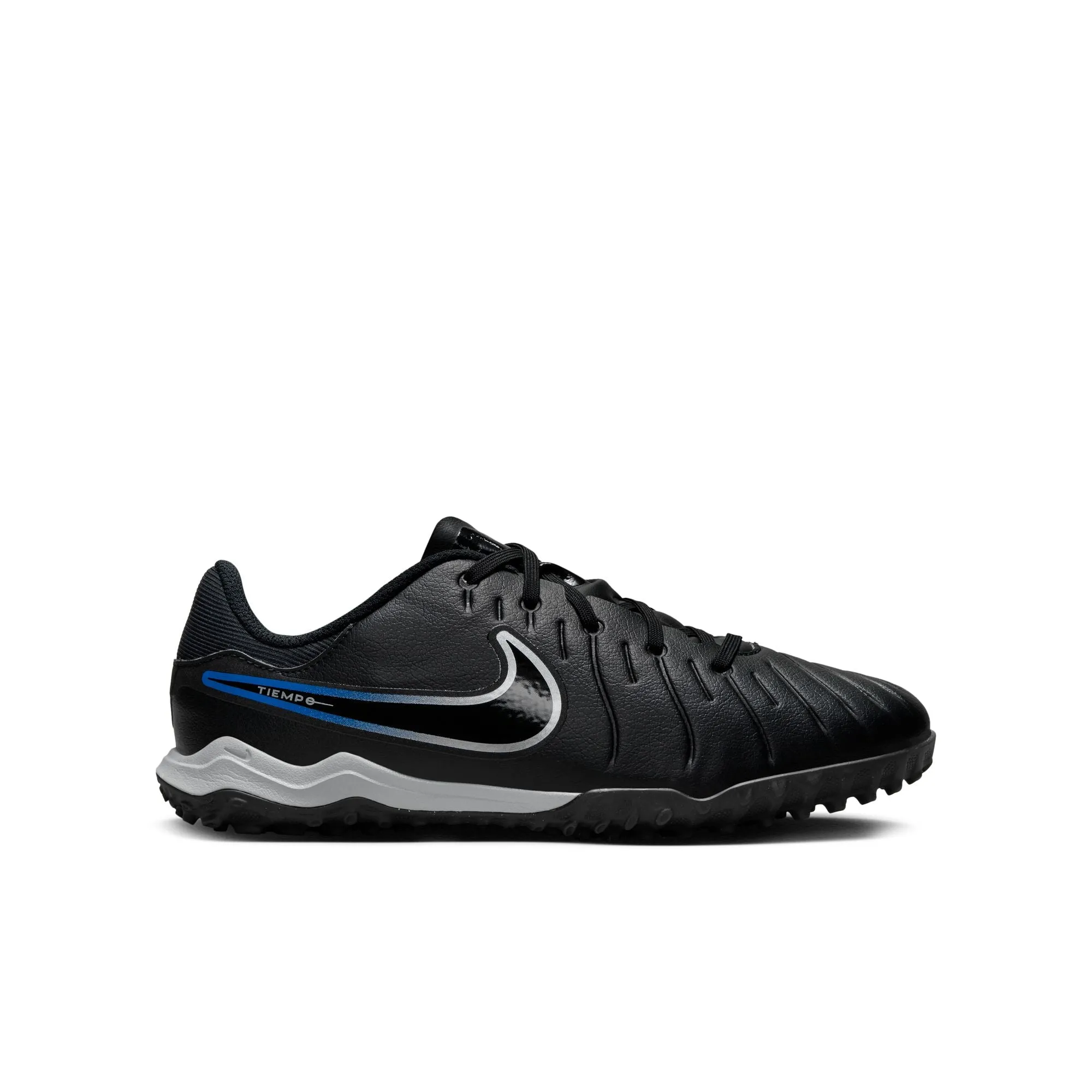 Nike Junior Tiempo Legend 10 Academy TF Turf Soccer Cleat -Black/Chrome/Hyper Royal