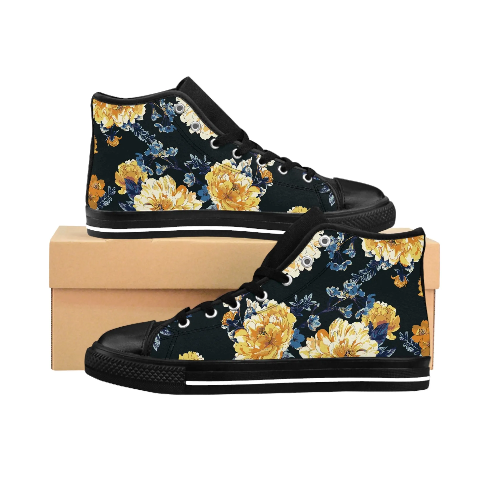 Orange Flowers Men's Classic Sneakers