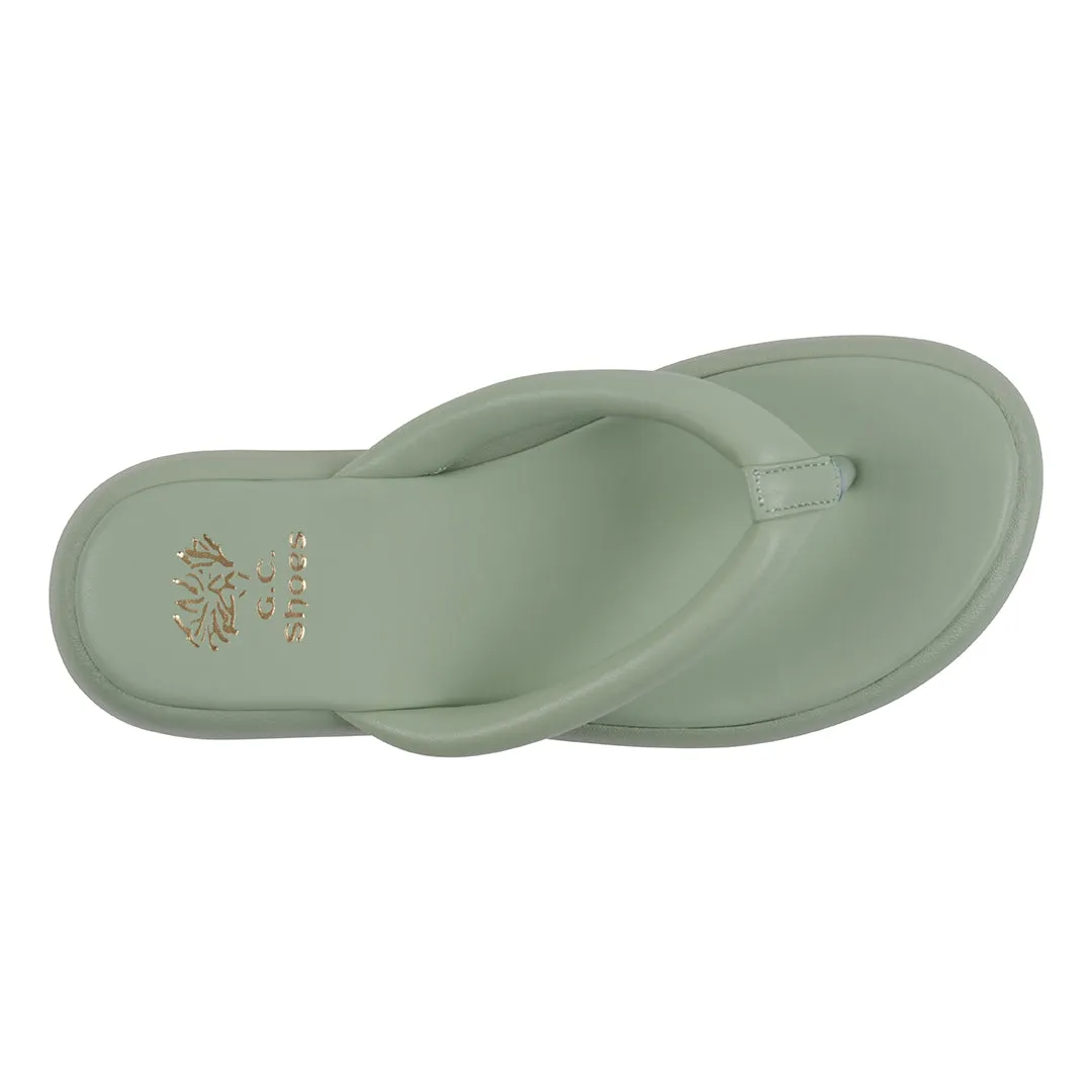 Parisa Sage Thong Slide Flat Sandals