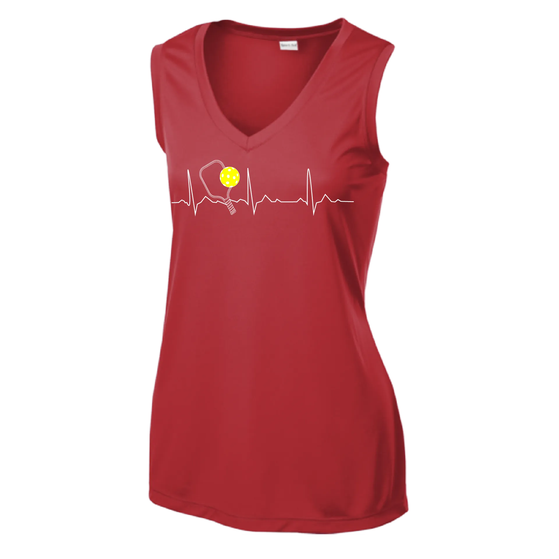 Pickleball Heartbeat EKG | Women’s Sleeveless Athletic Shirt | 100% Polyester