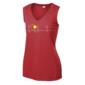 Pickleball Heartbeat EKG | Women’s Sleeveless Athletic Shirt | 100% Polyester