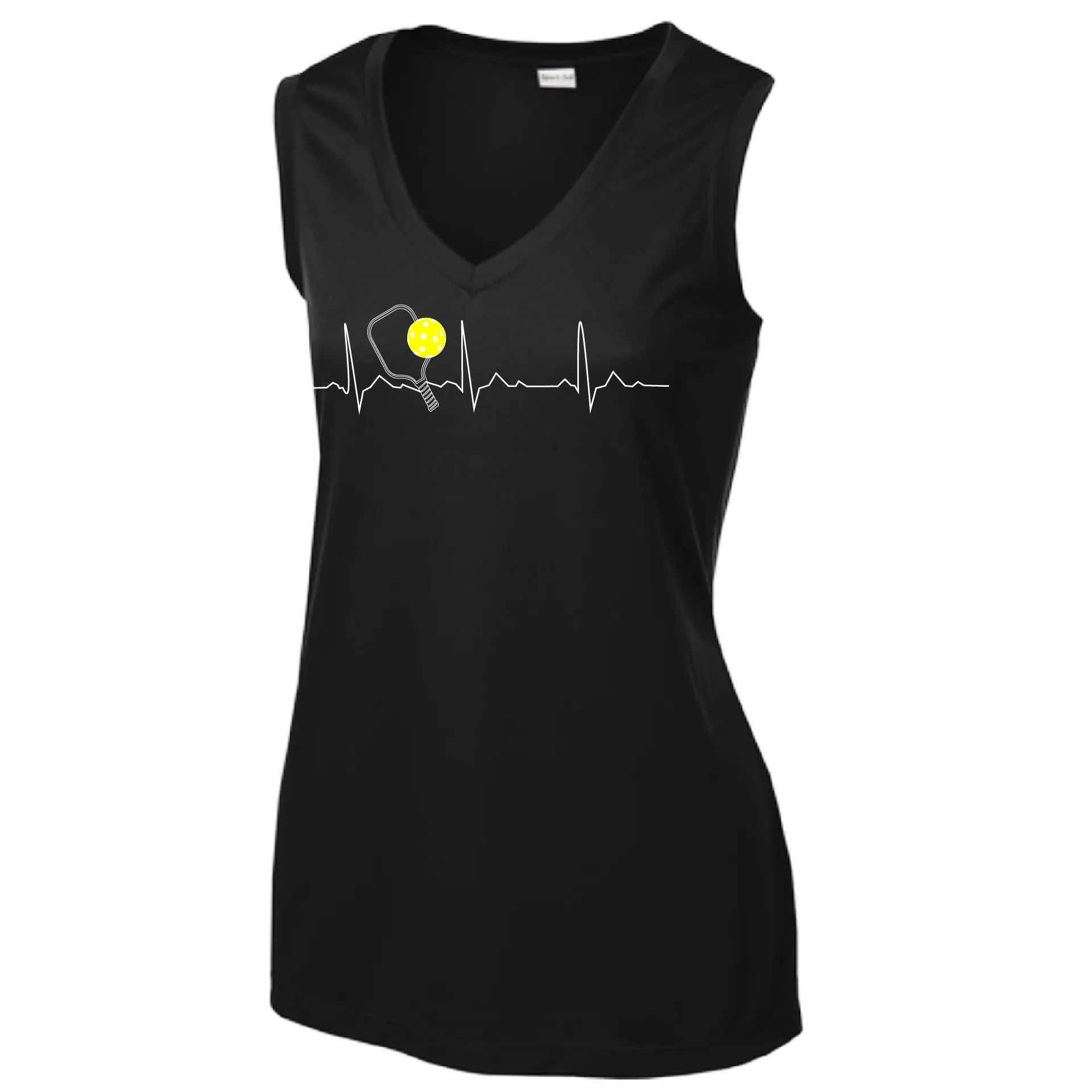 Pickleball Heartbeat EKG | Women’s Sleeveless Athletic Shirt | 100% Polyester