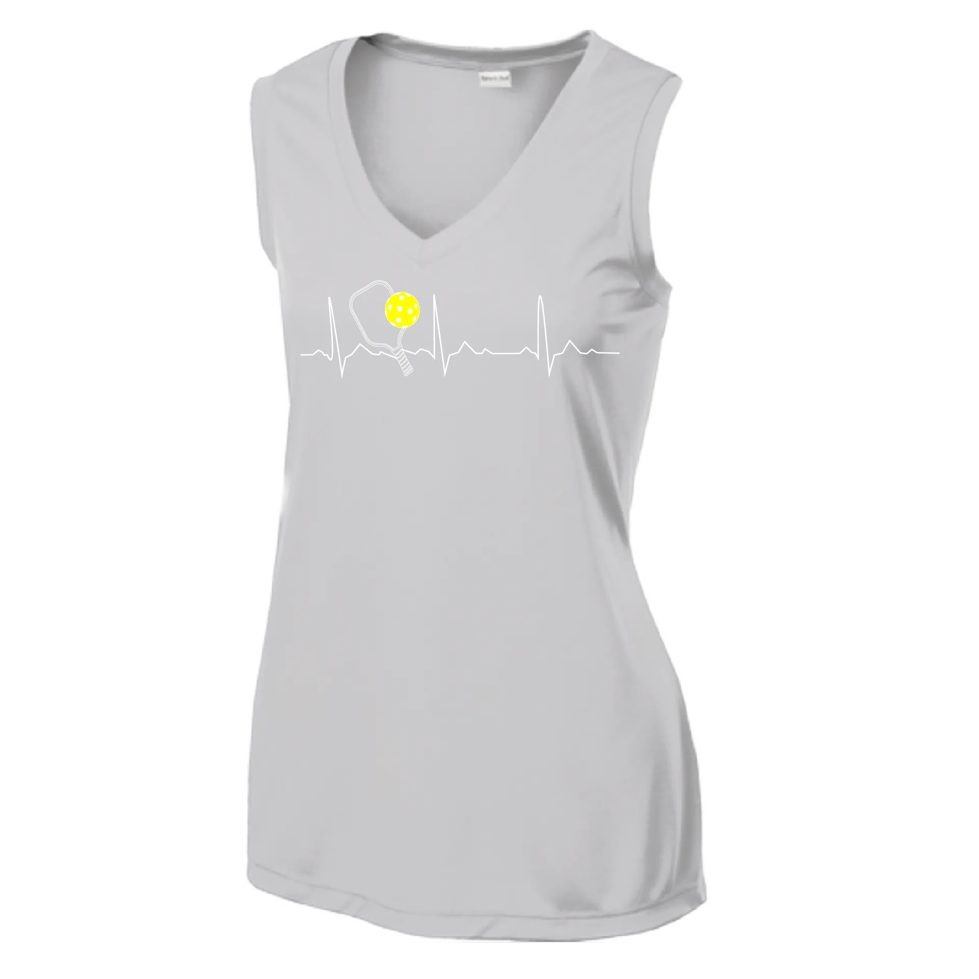 Pickleball Heartbeat EKG | Women’s Sleeveless Athletic Shirt | 100% Polyester