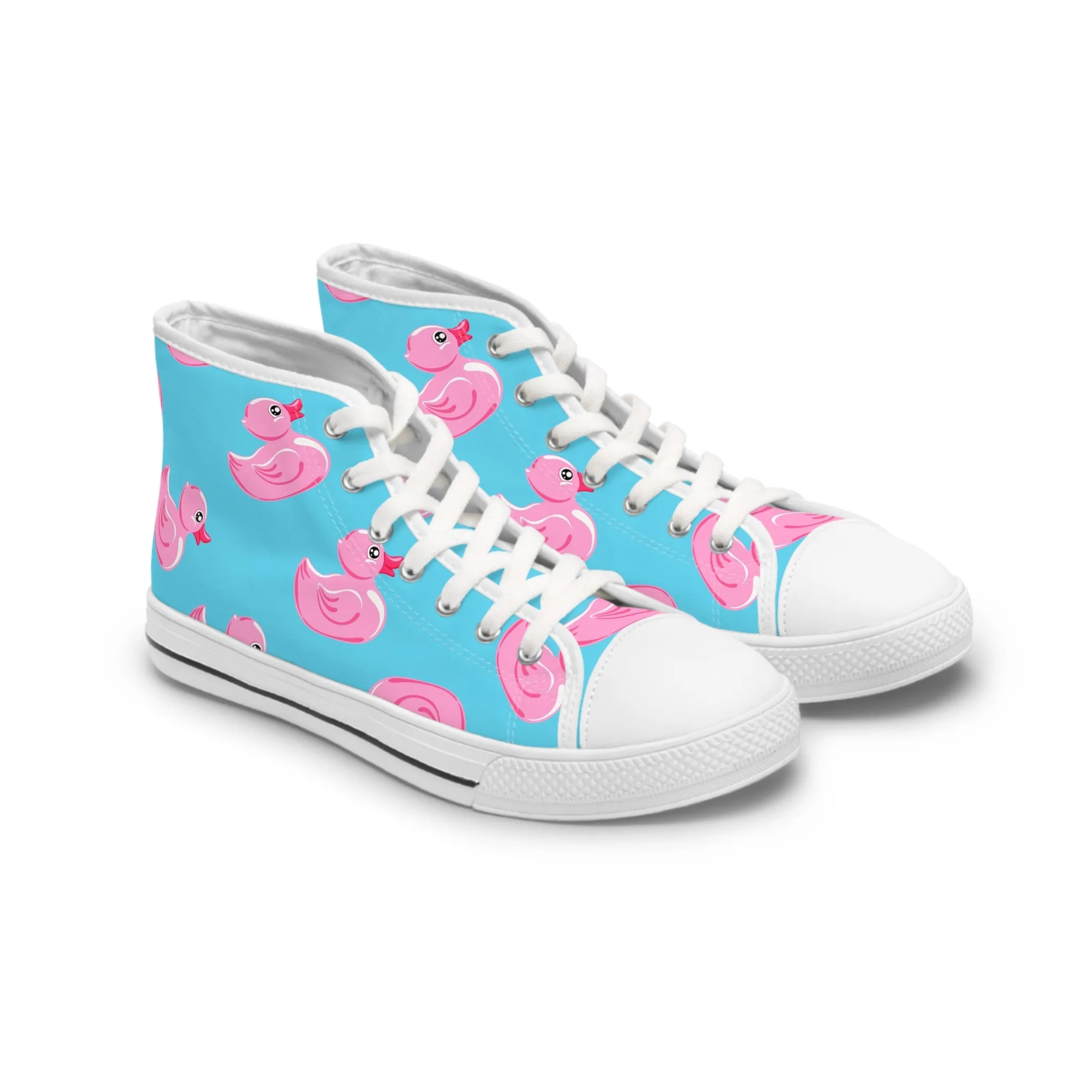 Pink Rubber Ducks Women's High Top Sneakers