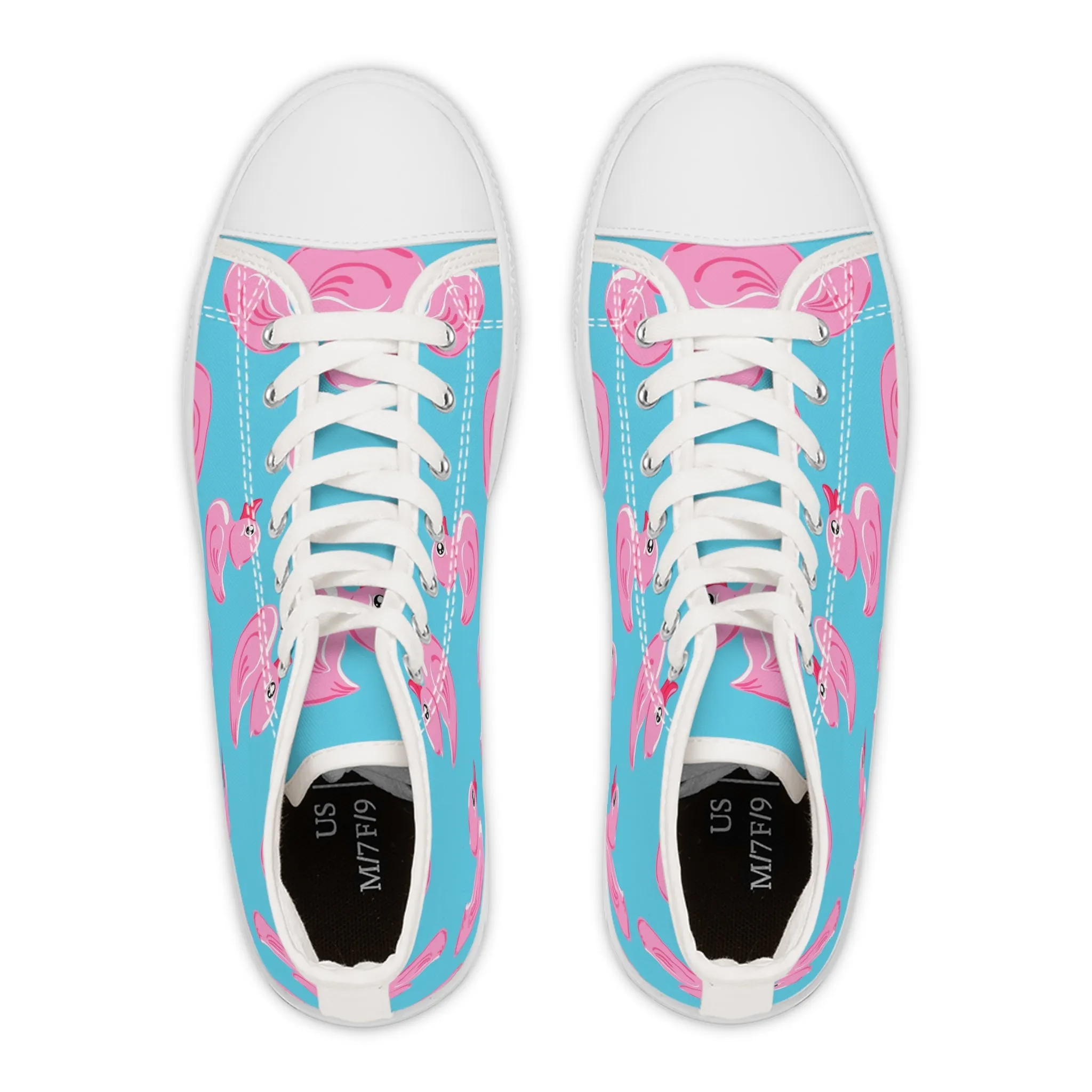 Pink Rubber Ducks Women's High Top Sneakers