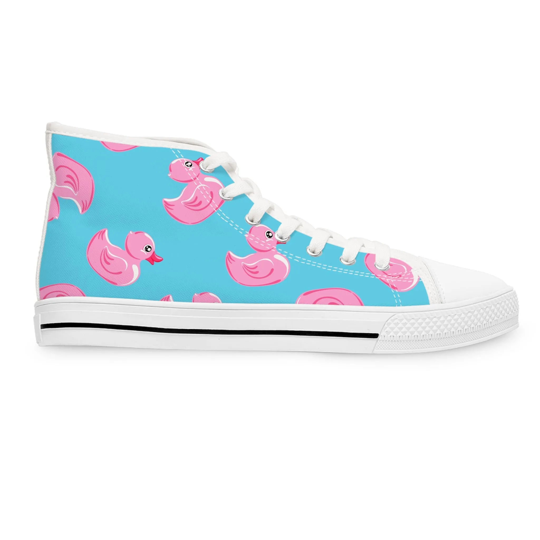 Pink Rubber Ducks Women's High Top Sneakers