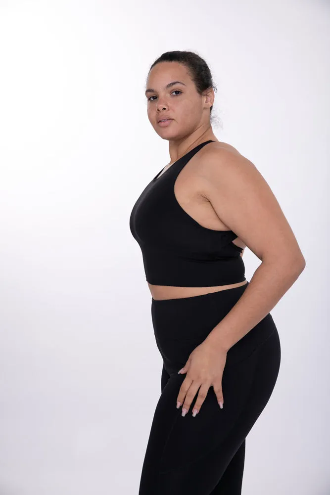 Plus Strap Back Cropped Top in Black by Mono B