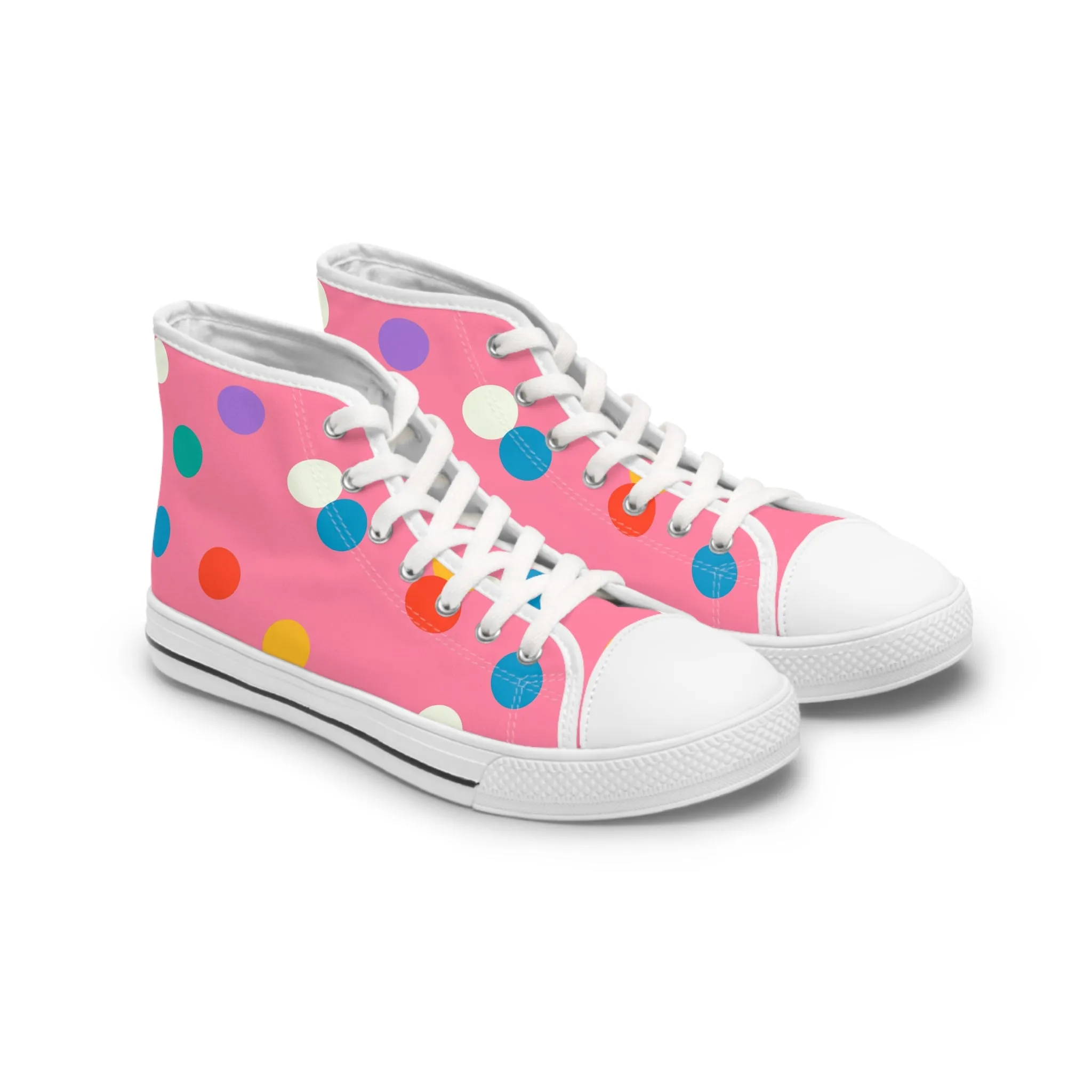 Pokka Dots with Pink Backgrounds Women's High Top Sneakers