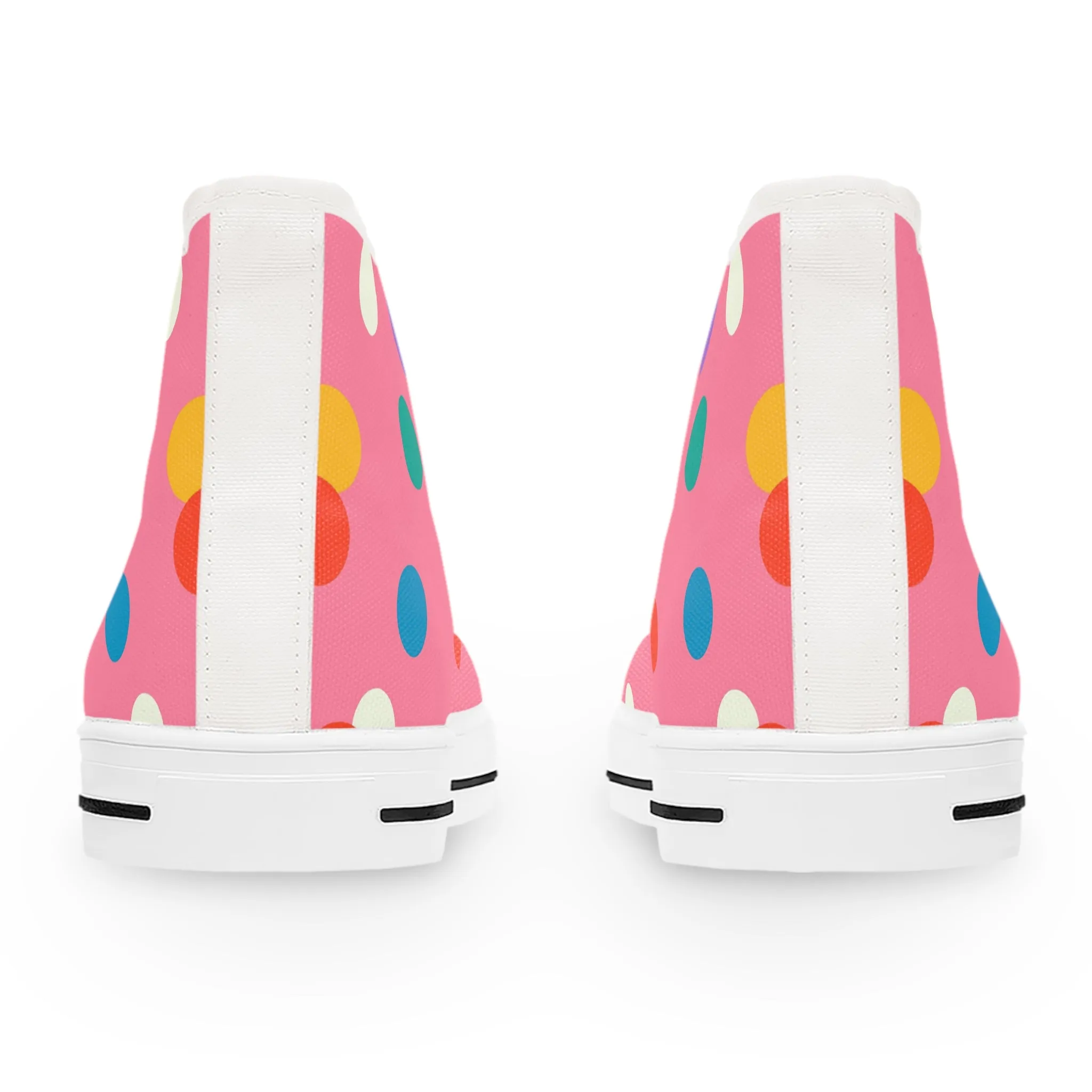 Pokka Dots with Pink Backgrounds Women's High Top Sneakers