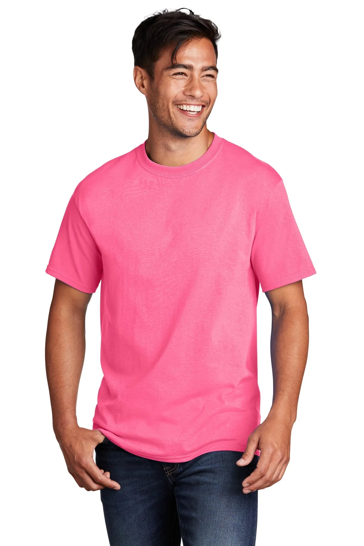 Port & Company Core Cotton Branded Tee's, Neon Pink*