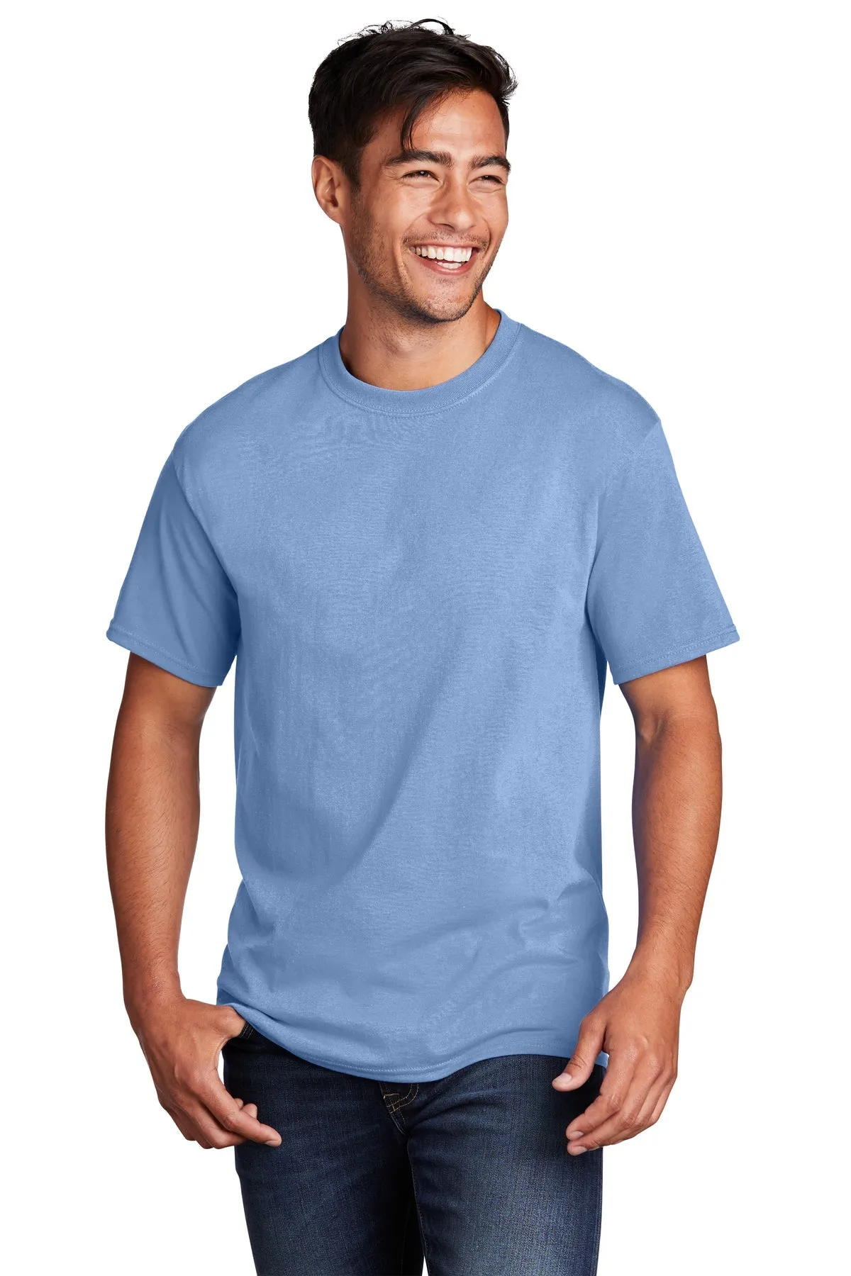 Port & Company Core Cotton Customized Tee's, Light Blue